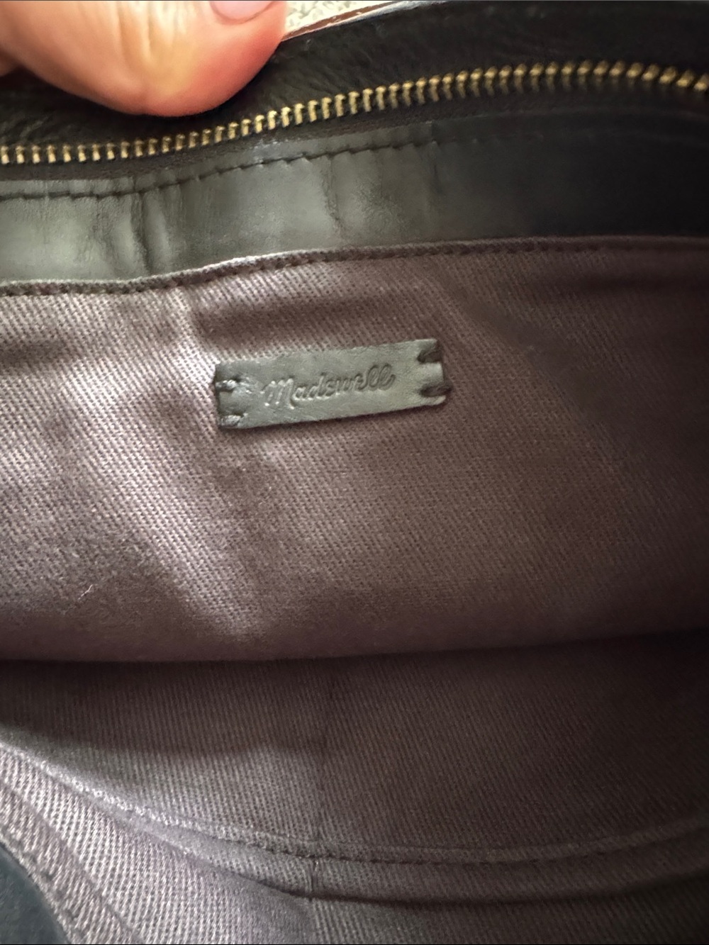 Madewell Black Leather Crossbody Tote with Brown Handles - Picture 3 of 7